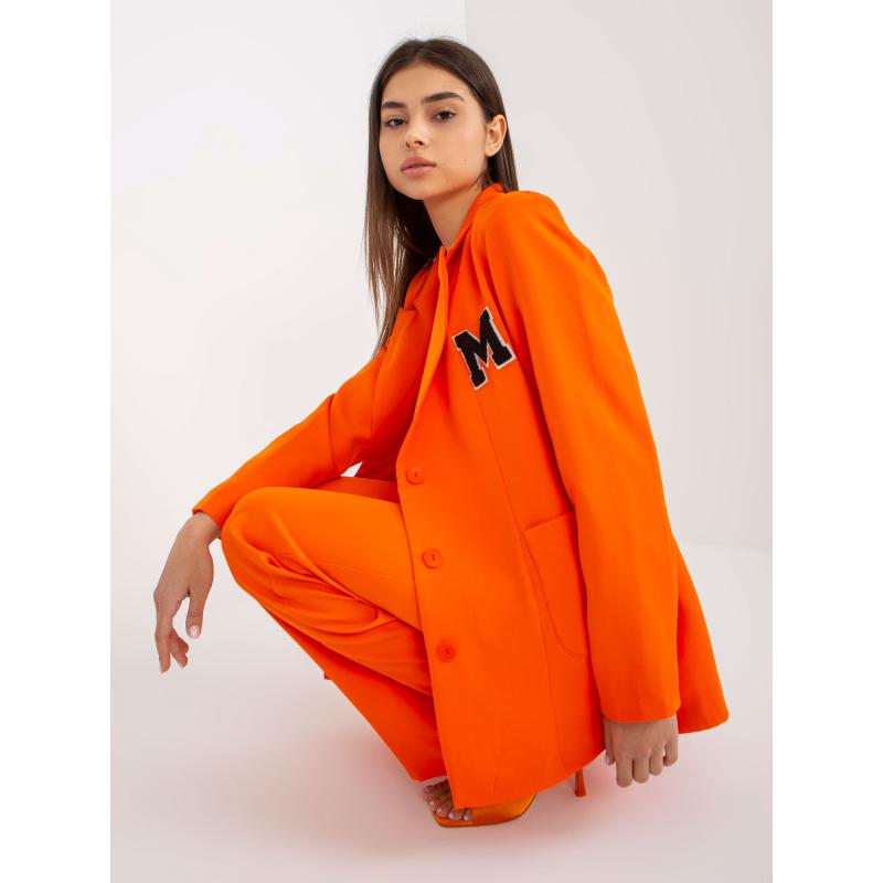 Dámské sako s nášivkami oversize MARIANA oranžové
