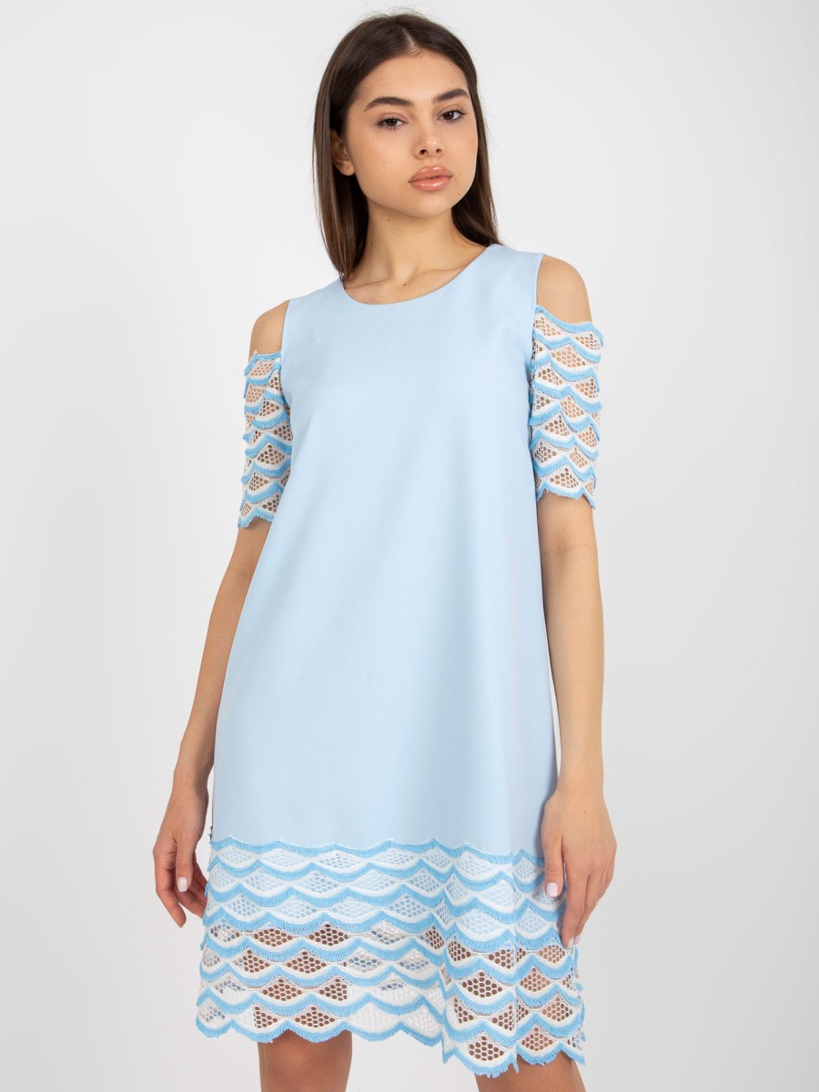 Női díszített koktélruha NORA világoskék
