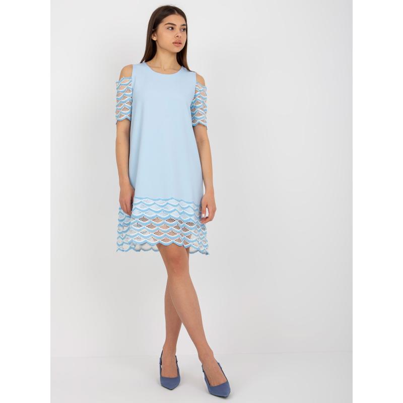 Dámské šaty se zdobením koktejlové NORA světle modré