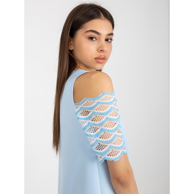 Dámské šaty se zdobením koktejlové NORA světle modré