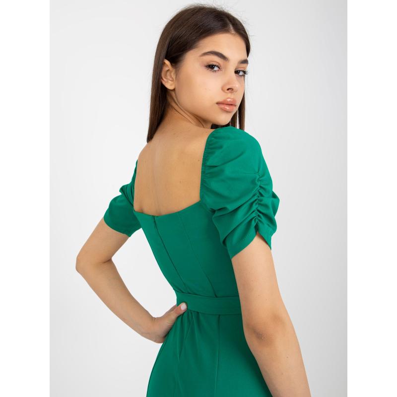 Dámské šaty s krátkými rukávy mini koktejlové RIZIA tmavě zelené 