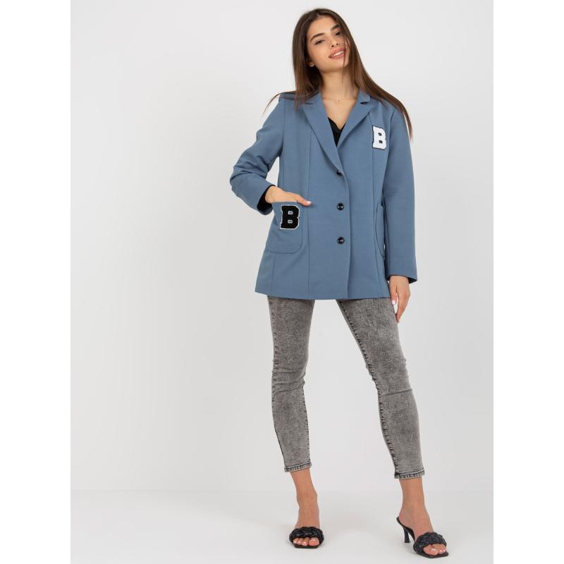 Dámske sako s nášivkami APRIL tmavo modré