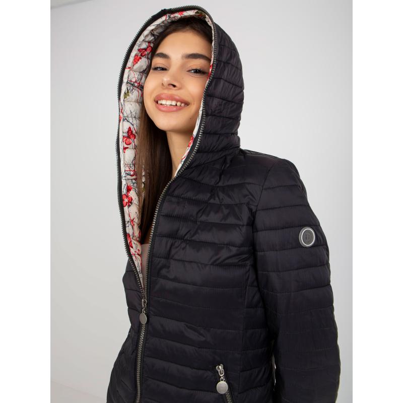 Dámska bunda s kapucňou DESTIA čierna