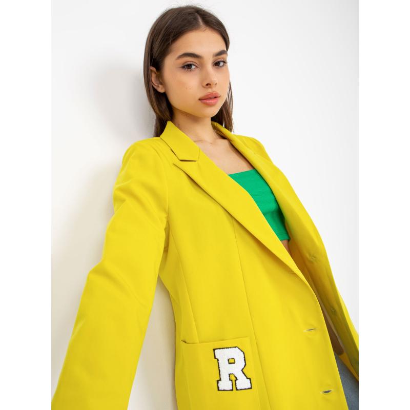 Dámska bunda s nášivkami JULIETTE žltá
