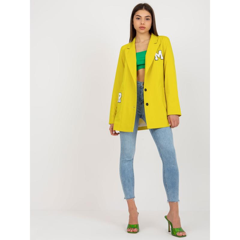 Dámska bunda s nášivkami JULIETTE žltá