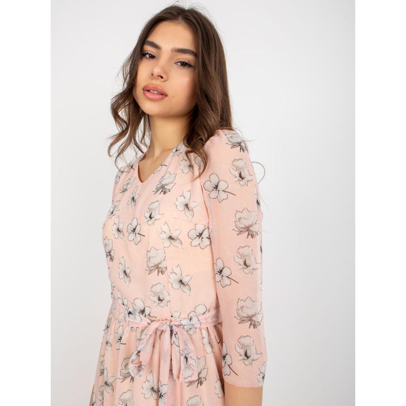 Női virágmintás ruha BERTA világos rózsaszínű