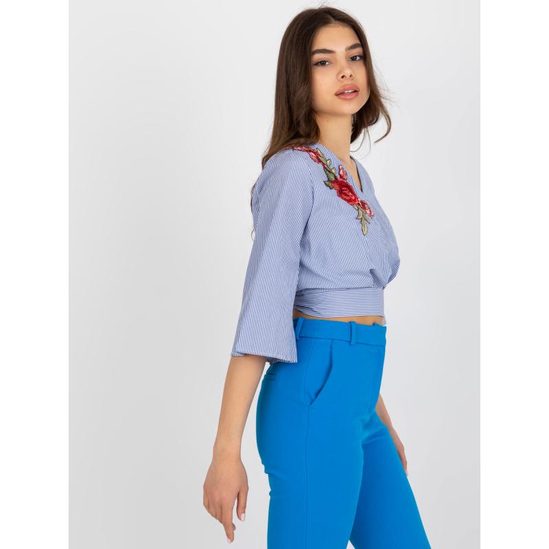 Dámská halenka pruhovaná společenská MIRA bílá a modrá