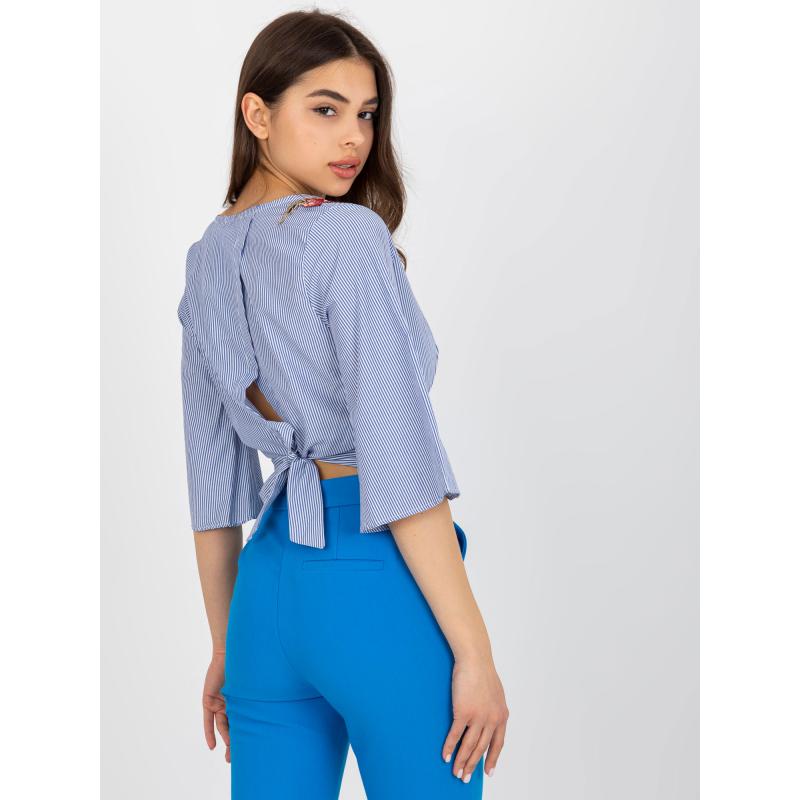 Dámská halenka pruhovaná společenská MIRA bílá a modrá