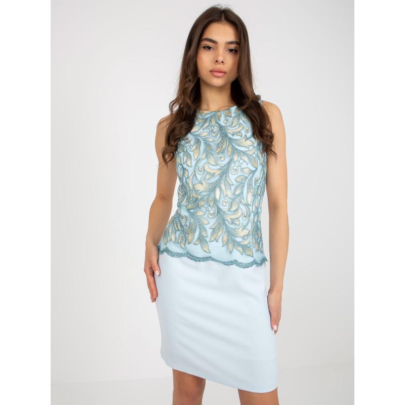 Dámské šaty se zdobeným vrškem LUJZA světle modré 