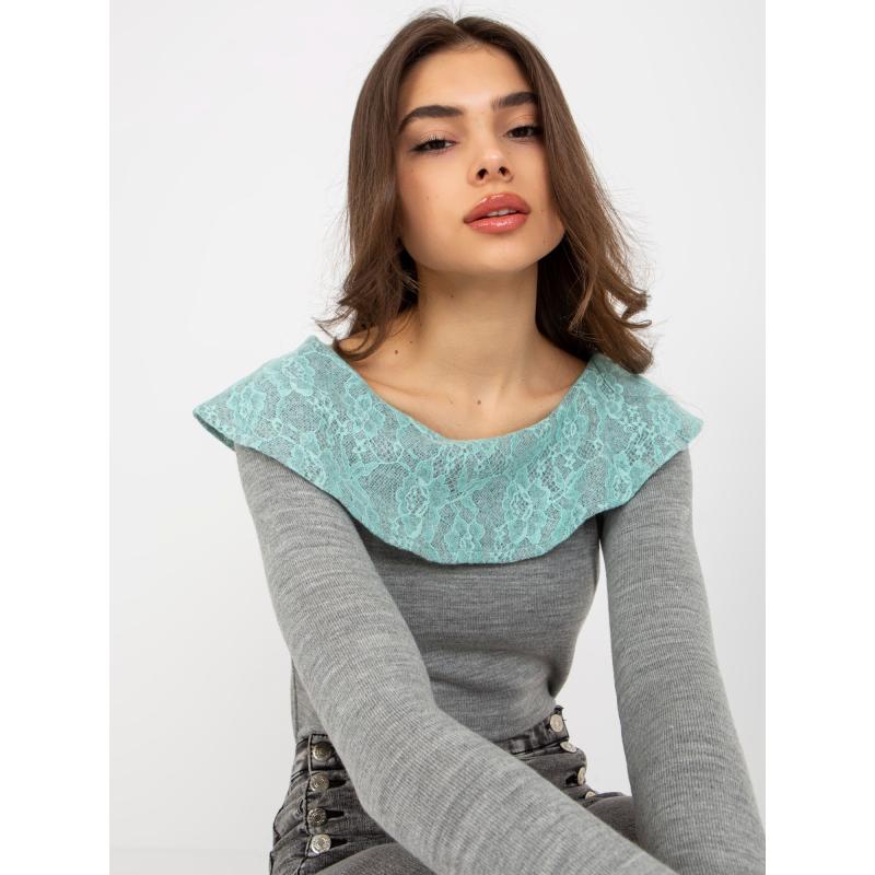 Dámská halenka s krajkou a dlouhými rukávy AMÁLIA šedá a mátová 