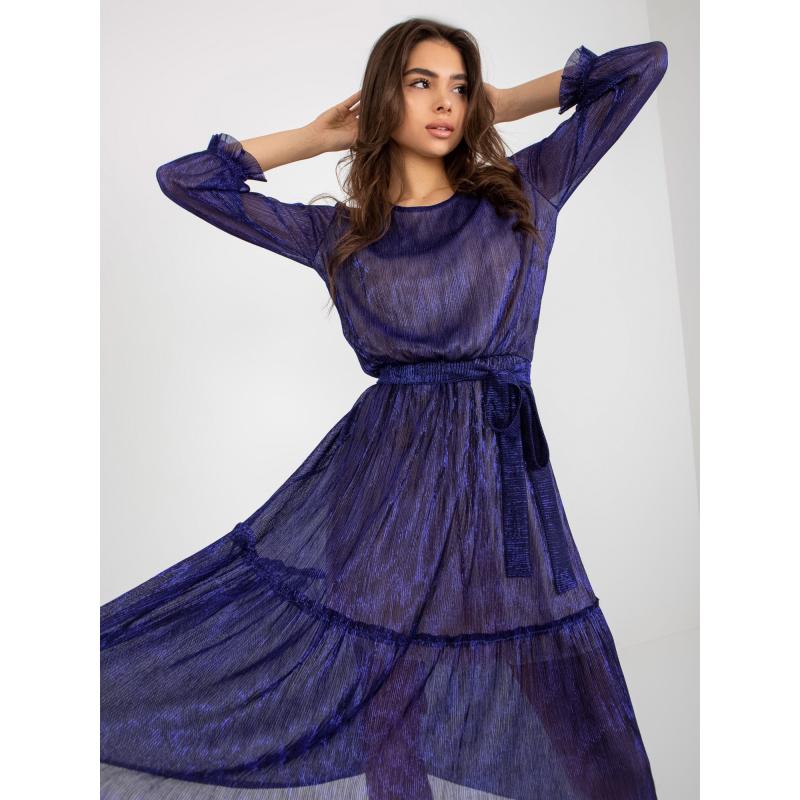 Dámské šaty s širokou volánovou sukní LUJZA námořnicky modré