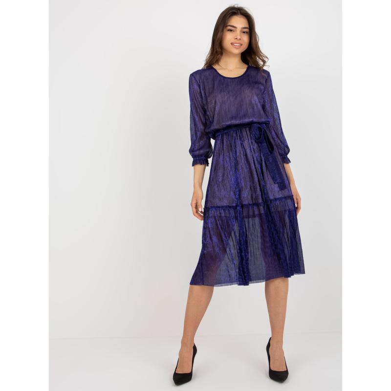 Dámské šaty s širokou volánovou sukní LUJZA námořnicky modré