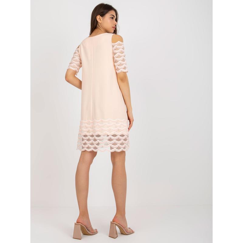 Dámské šaty se zdobenými rukávy VLADA broskvové 