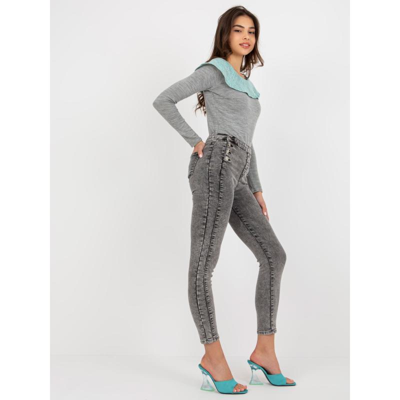 Női farmernadrág díszgombokkal JAKUBA sötétszürke