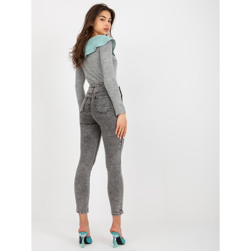 Női farmernadrág díszgombokkal JAKUBA sötétszürke