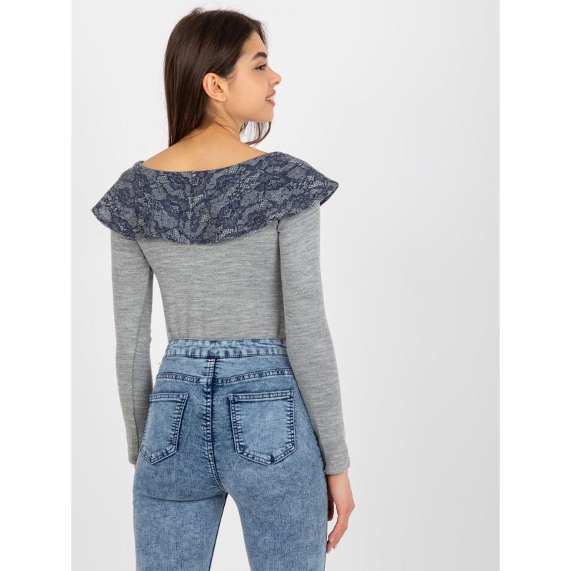 Női blúz díszgallérral GUSTA szürke és sötétkék színben