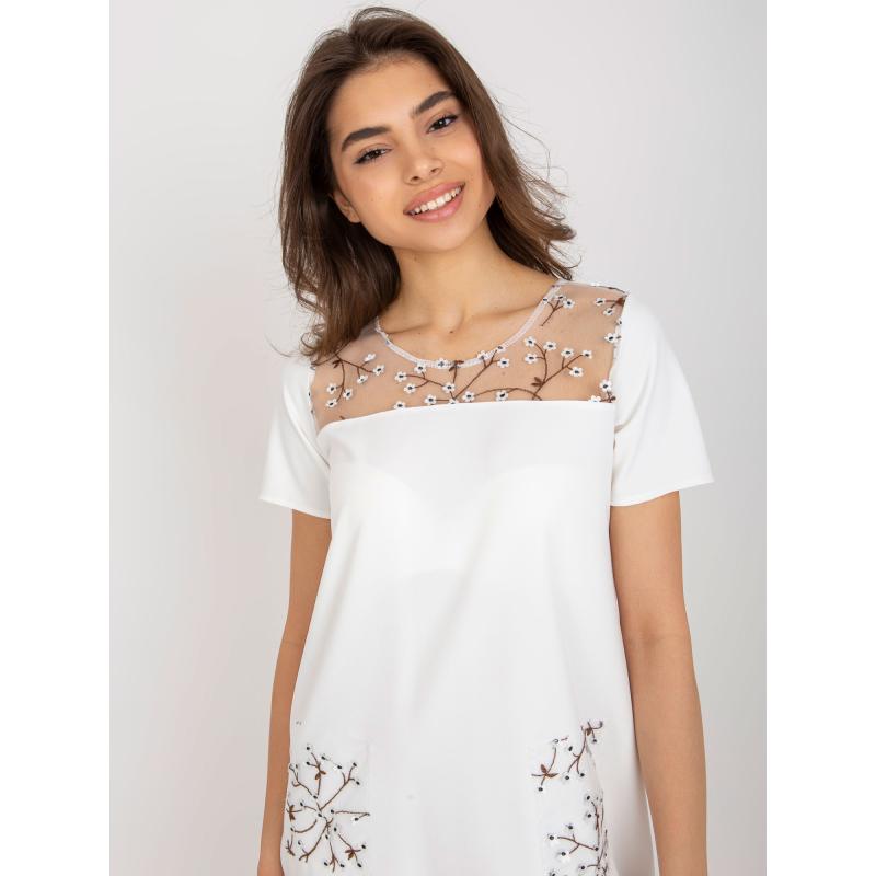 Dámské šaty s krátkými rukávy VIVA ecru 