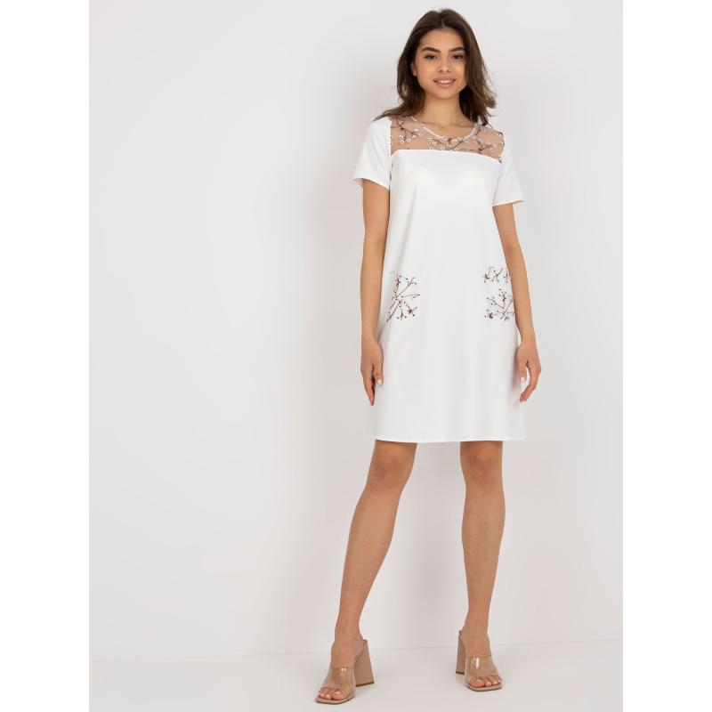 Dámské šaty s krátkými rukávy VIVA ecru 