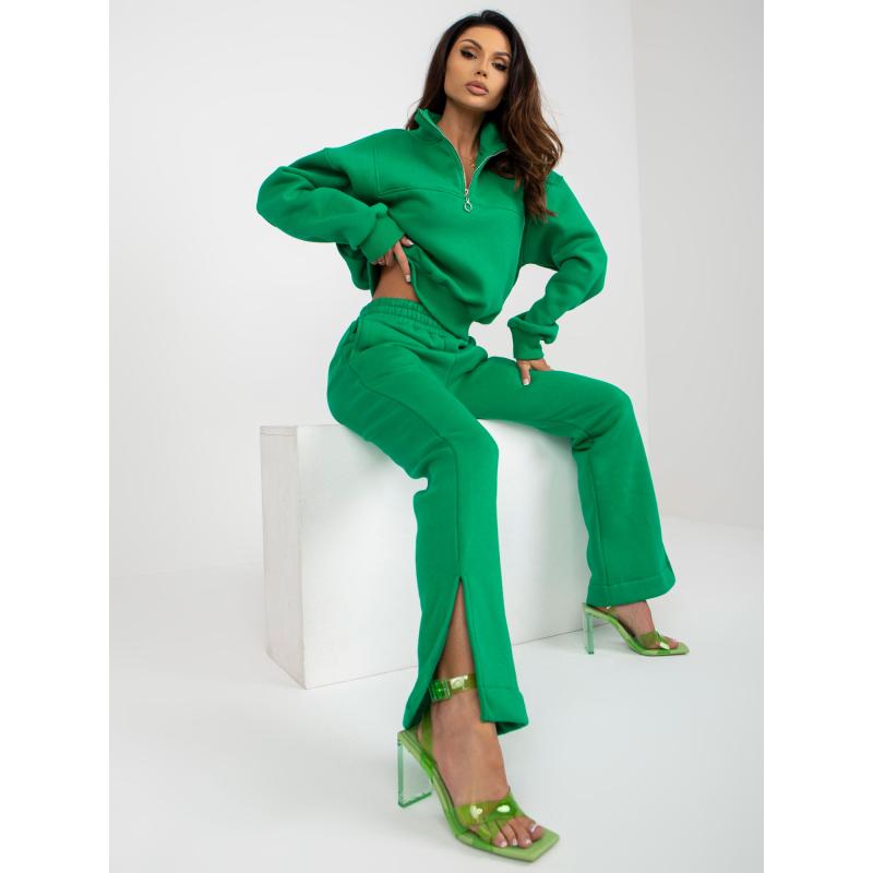 Női szett rövid pulóverrel BASIC zöld
