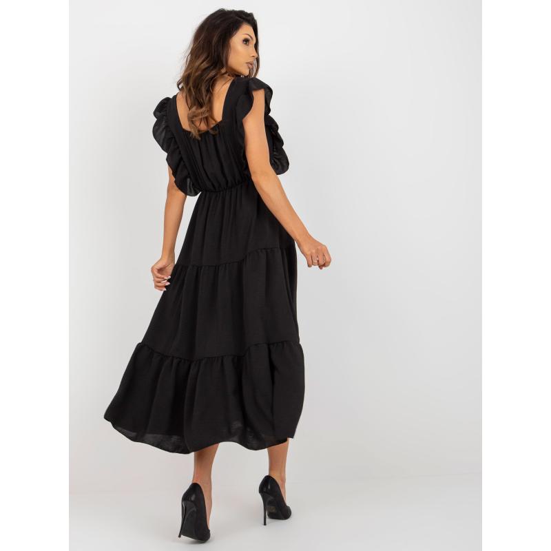 Női fodros midi ruha EPIA fekete