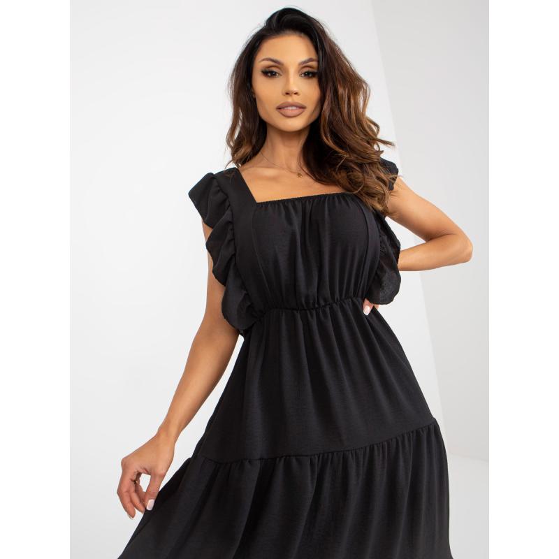 Női fodros midi ruha EPIA fekete