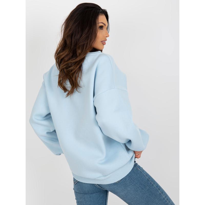 Dámská mikina s kapucí a náplety FRANIA světle modrá 