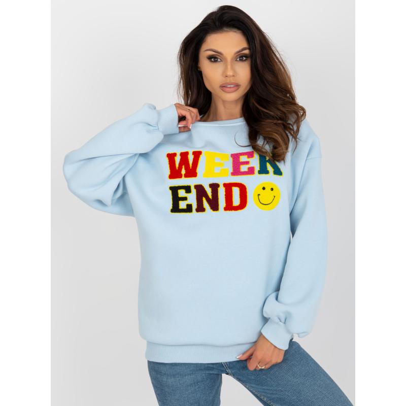 Dámská mikina s kapucí a náplety FRANIA světle modrá 