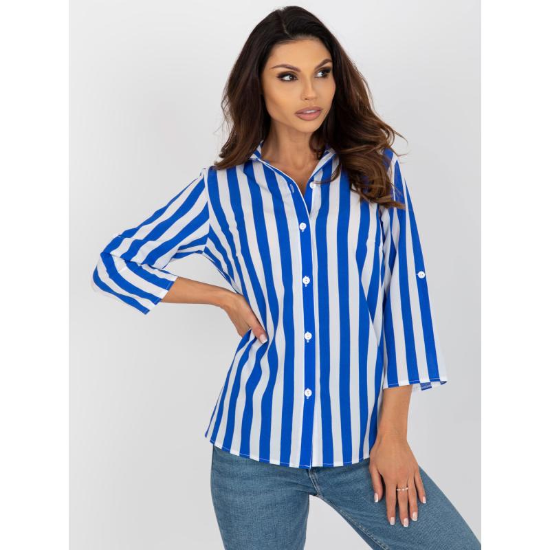 Dámská halenka s 3/4 rukávy košilová GIUSTA modrobílá