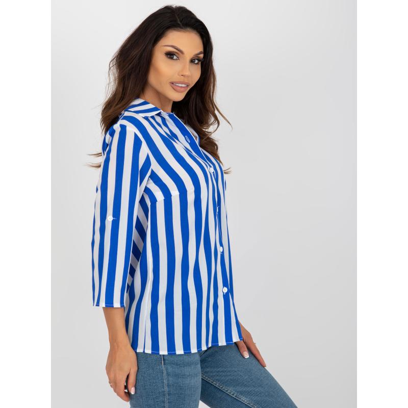 Dámská halenka s 3/4 rukávy košilová GIUSTA modrobílá