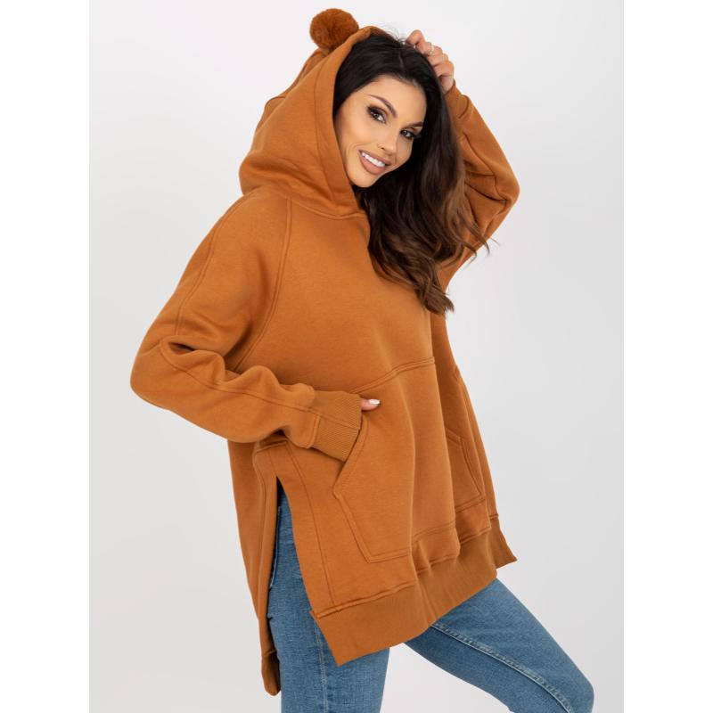 Dámská mikina s kapucí EDILA světle hnědá 