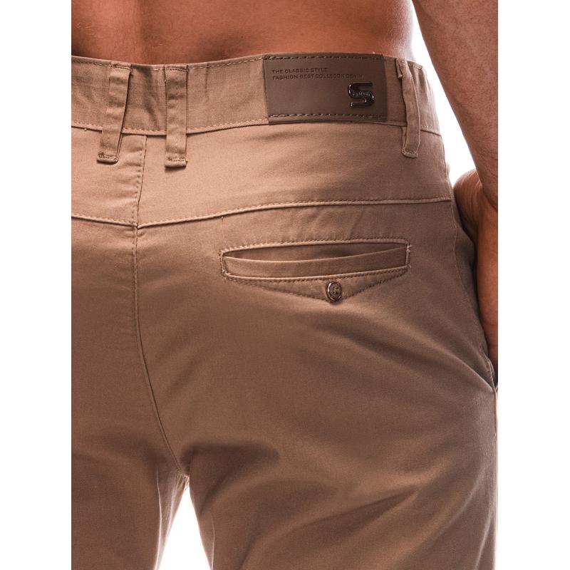 Pánské kalhoty chino teplákové P1355 hnědé