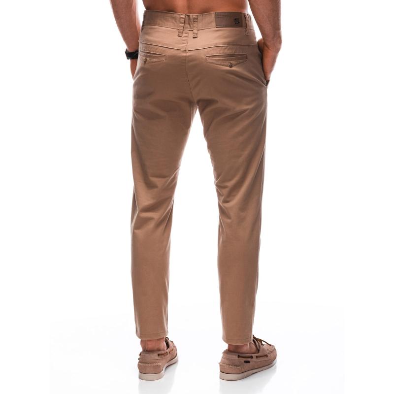 Pánské kalhoty chino teplákové P1355 hnědé