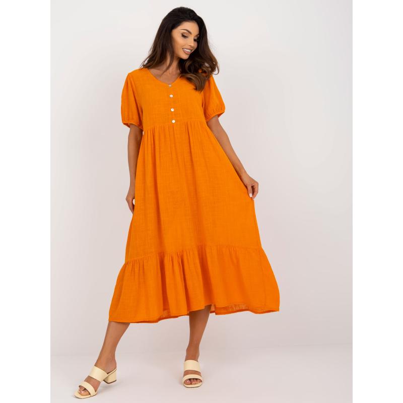 Dámske šaty z bavlny Eseld OCH BELLA oranžové