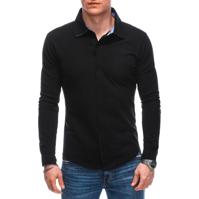 Pánská košile s dlouhým rukávem K523 černá