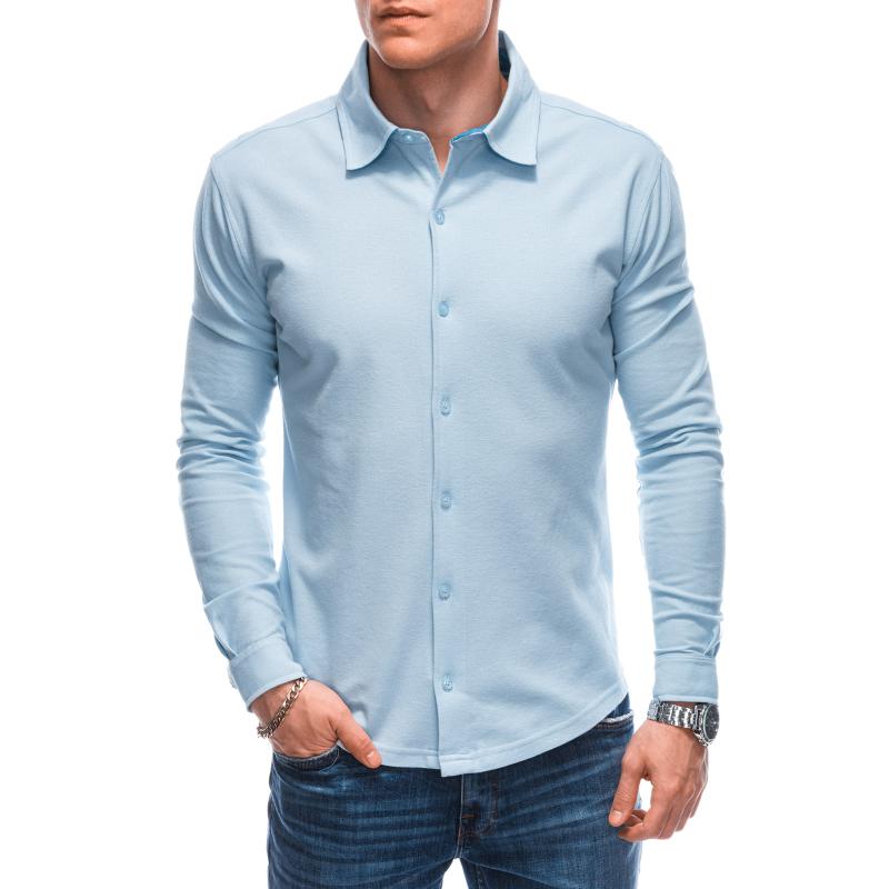 Pánská košile s dlouhým rukávem K523 modrá