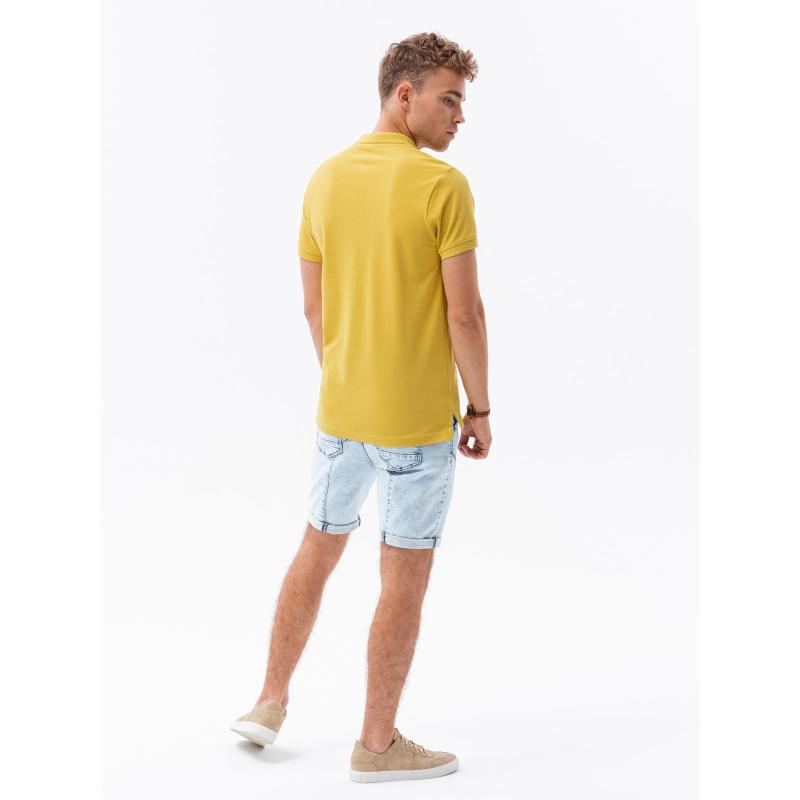 Férfi pólóing piqué kötéssel sárga S1374