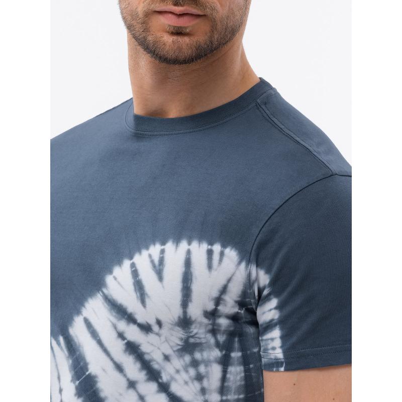 Pánske bavlnené tričko TIE DYE tmavo modré V4 S1617