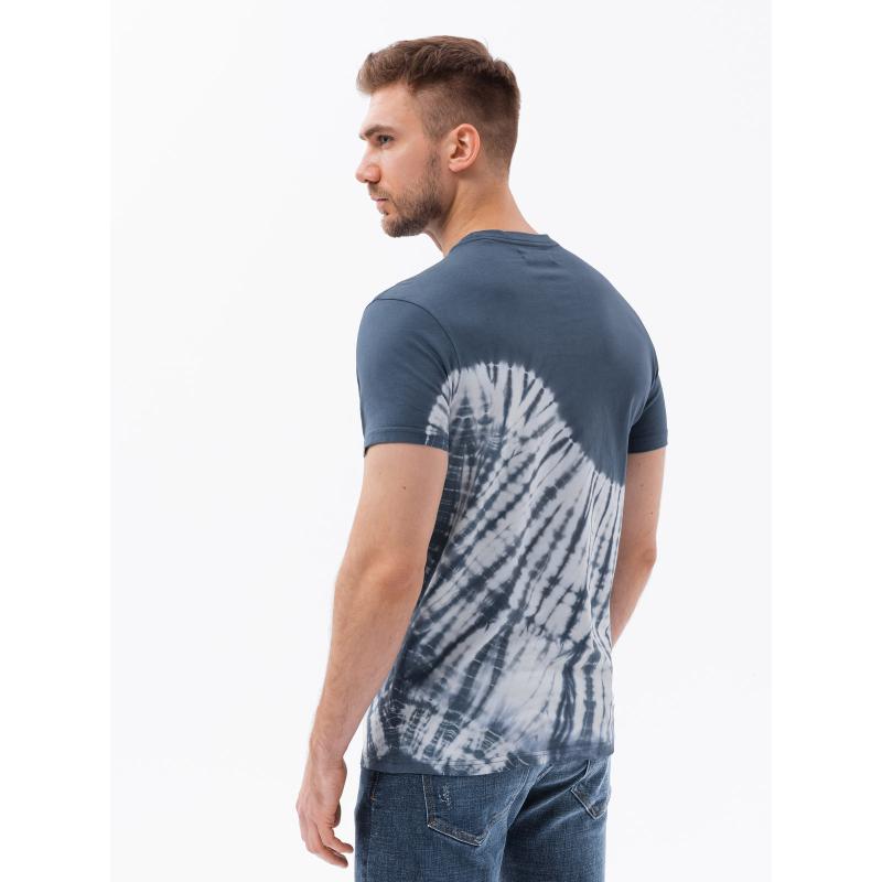 Pánske bavlnené tričko TIE DYE tmavo modré V4 S1617