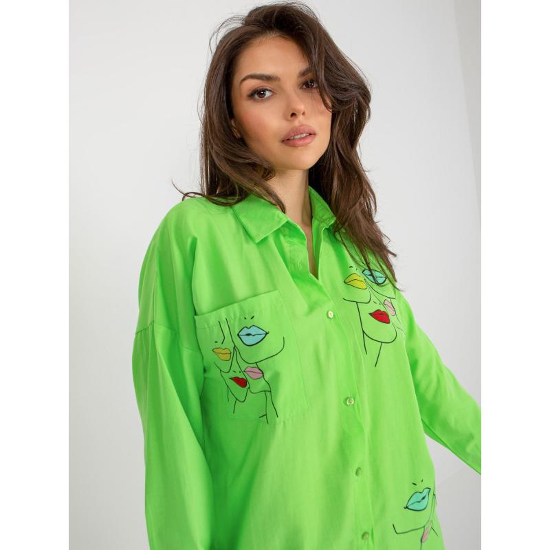 Női oversize póló PROKOPA világoszöld, nyomtatott mintával