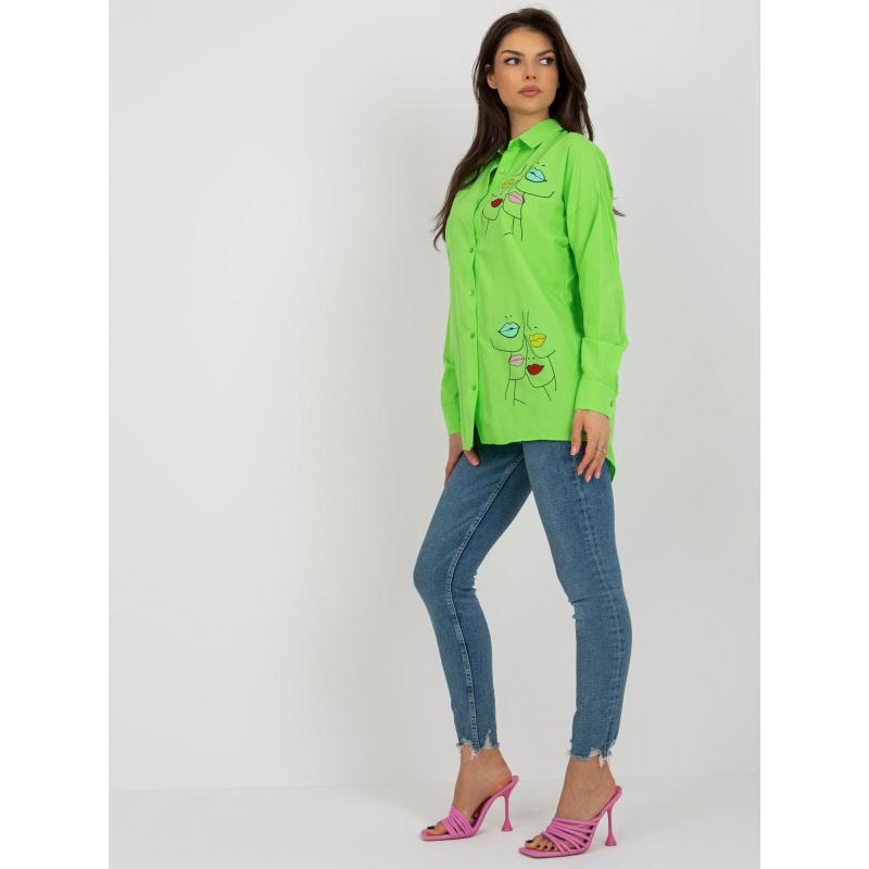 Női oversize póló PROKOPA világoszöld, nyomtatott mintával
