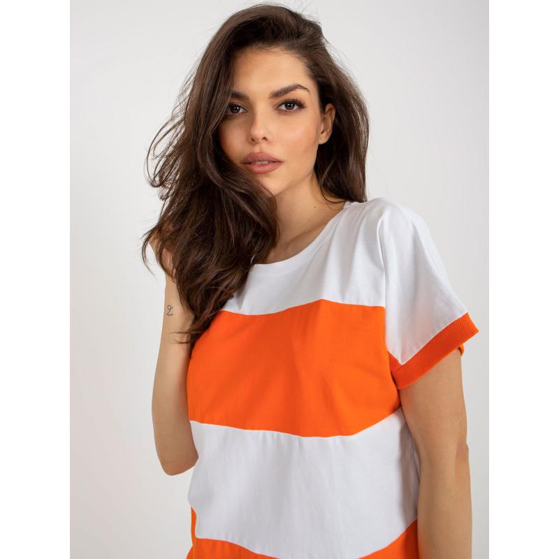 RUZENA fehér-narancs női csíkos blúz