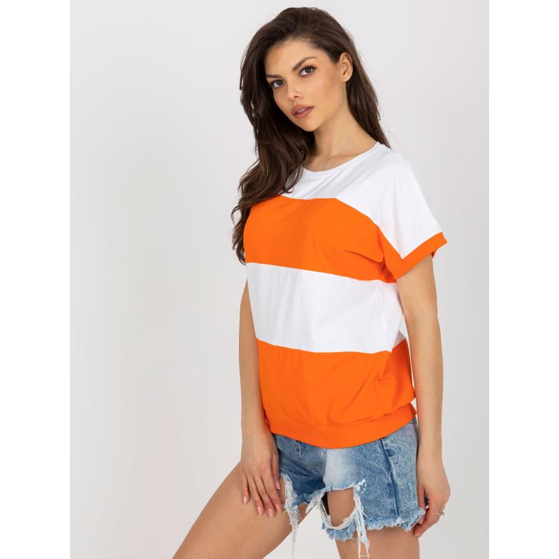 RUZENA fehér-narancs női csíkos blúz