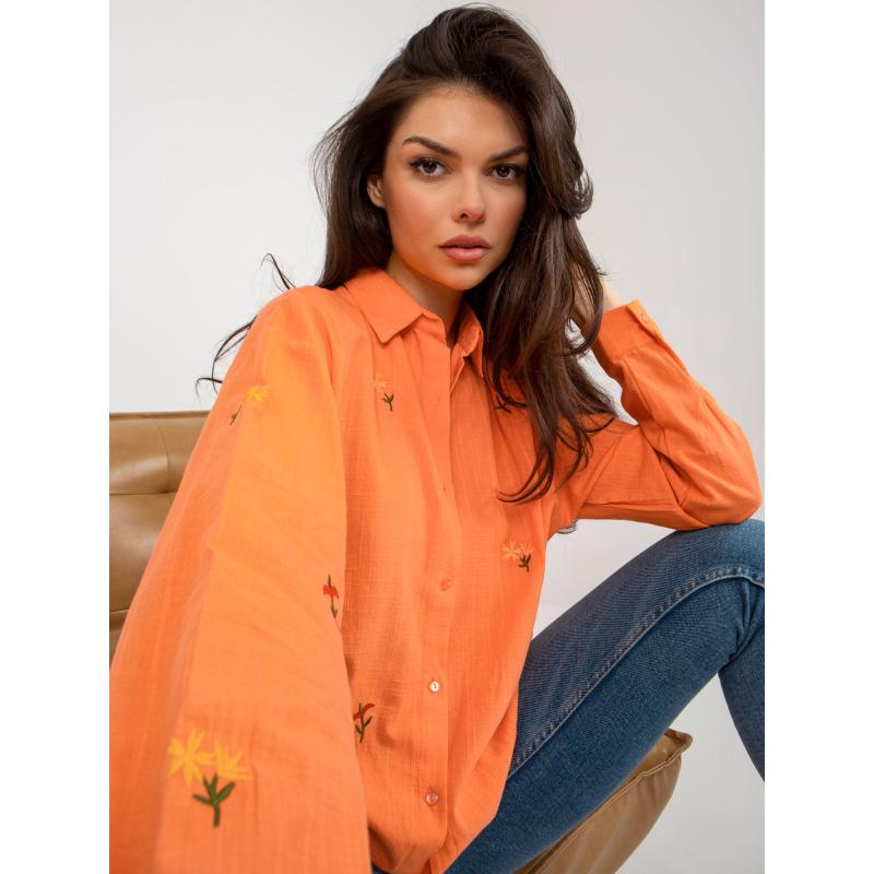Dámské tričko s límečkem oversize TICHA oranžové  