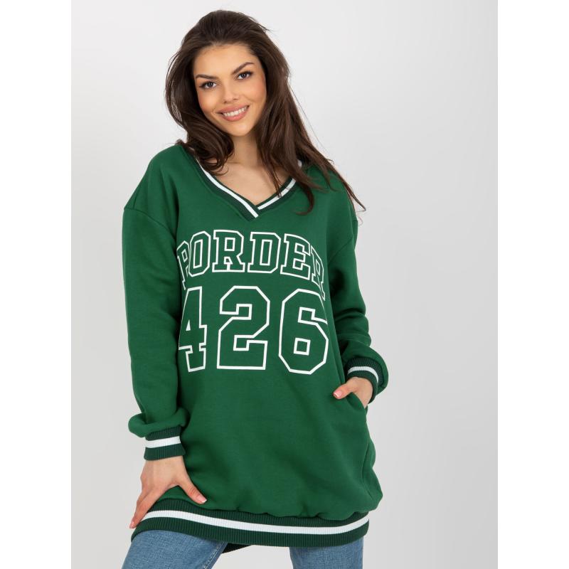 Dámská mikina s výstřihem do V JANA tmavě zelená