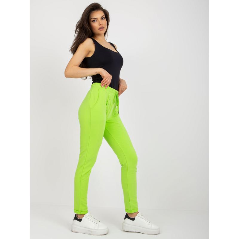 Dámské tepláky s elastickým pasem LUBOMIRA limetkově zelené 