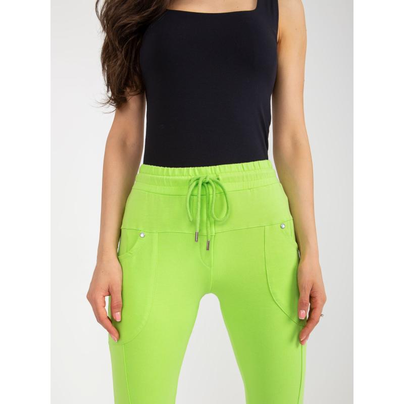 Dámske tepláky s vreckami JOZA limetkovo zelené