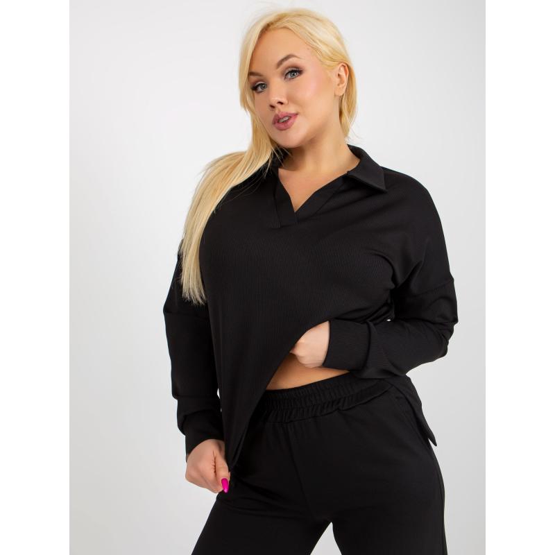 Dámsky komplet s pruhovaným vzorom plus size PENELOPE čierny