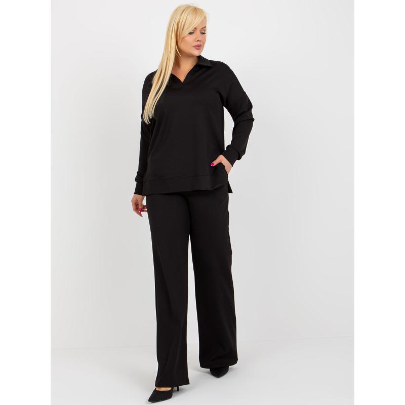 Dámsky komplet s pruhovaným vzorom plus size PENELOPE čierny