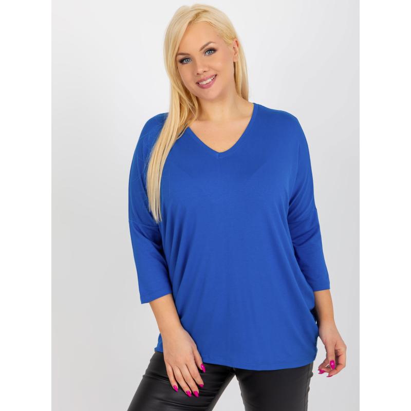 Dámská halenka s 3/4 rukávy plus size DIEGA kobaltová modrá