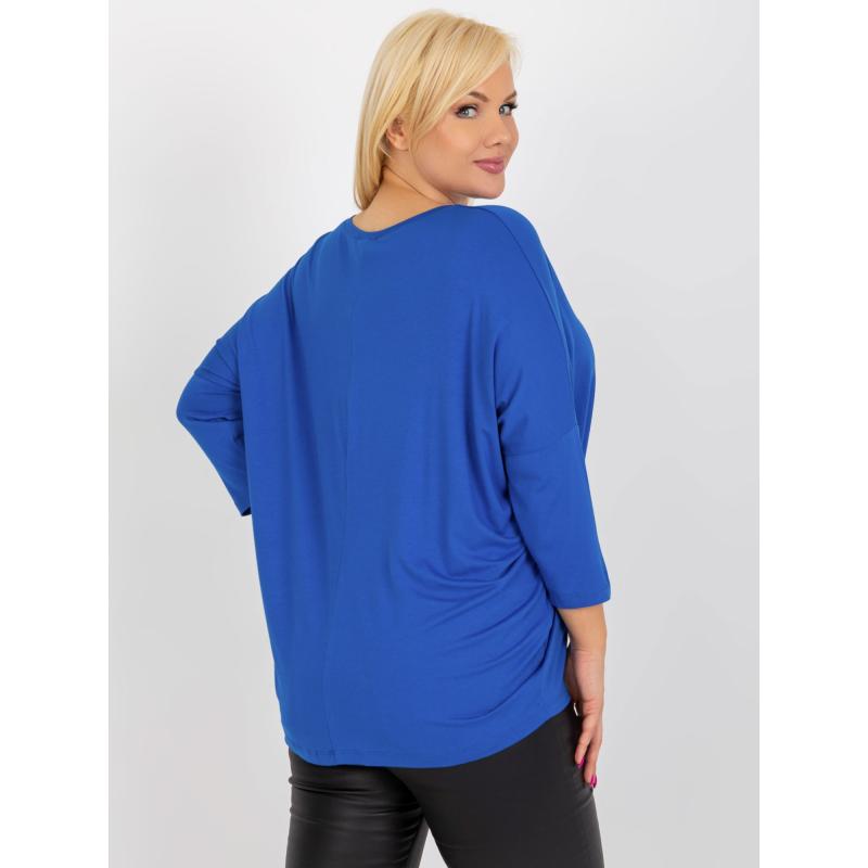 Dámská halenka s 3/4 rukávy plus size DIEGA kobaltová modrá
